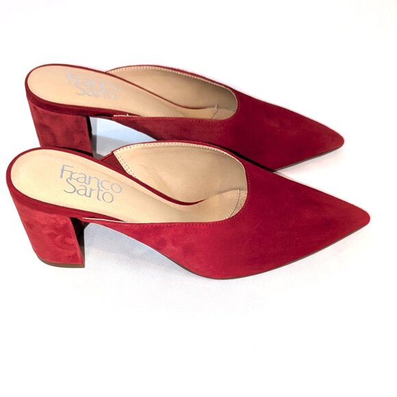 Franco Sarto	| Tamera Crimson Red Suede Mule Heel | Size 6.5 - Picture 6 of 15